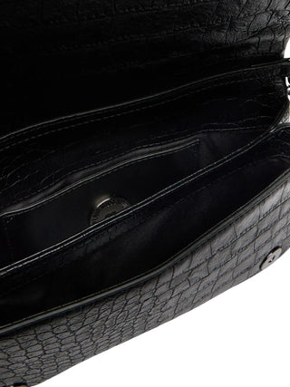 Love Moschino borsa a tracolla in ecopelle trapuntata effetto coccodrillo nero argento JC4043PP1P-LF1 000 MOSCHINO LOVE 