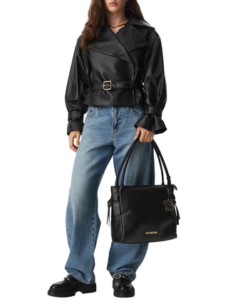 Love Moschino borsa a spalla in ecopelle martellata nero JC4056PP1P-LL0 000 MOSCHINO LOVE