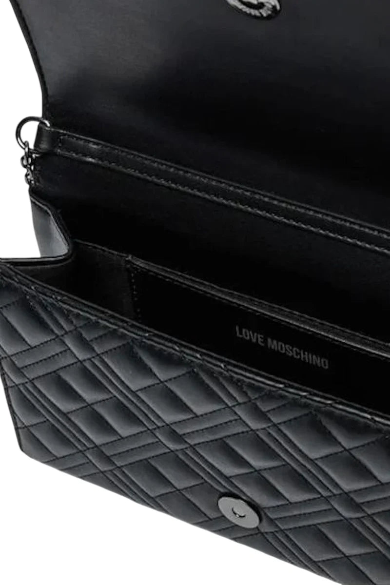 Love Moschino borsa a tracolla donna in ecopelle trapuntata nero argento