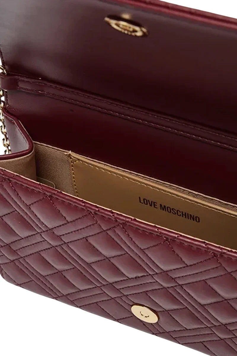 Love Moschino borsa a tracolla donna in ecopelle trapuntata bordeaux