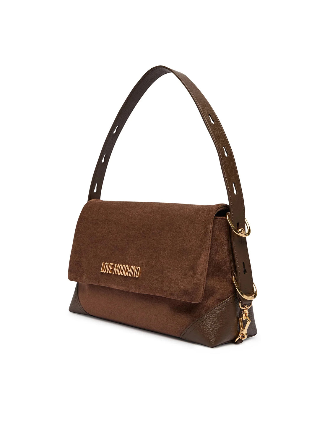 Love Moschino borsa a spalla in ecopelle scamosciata marrone