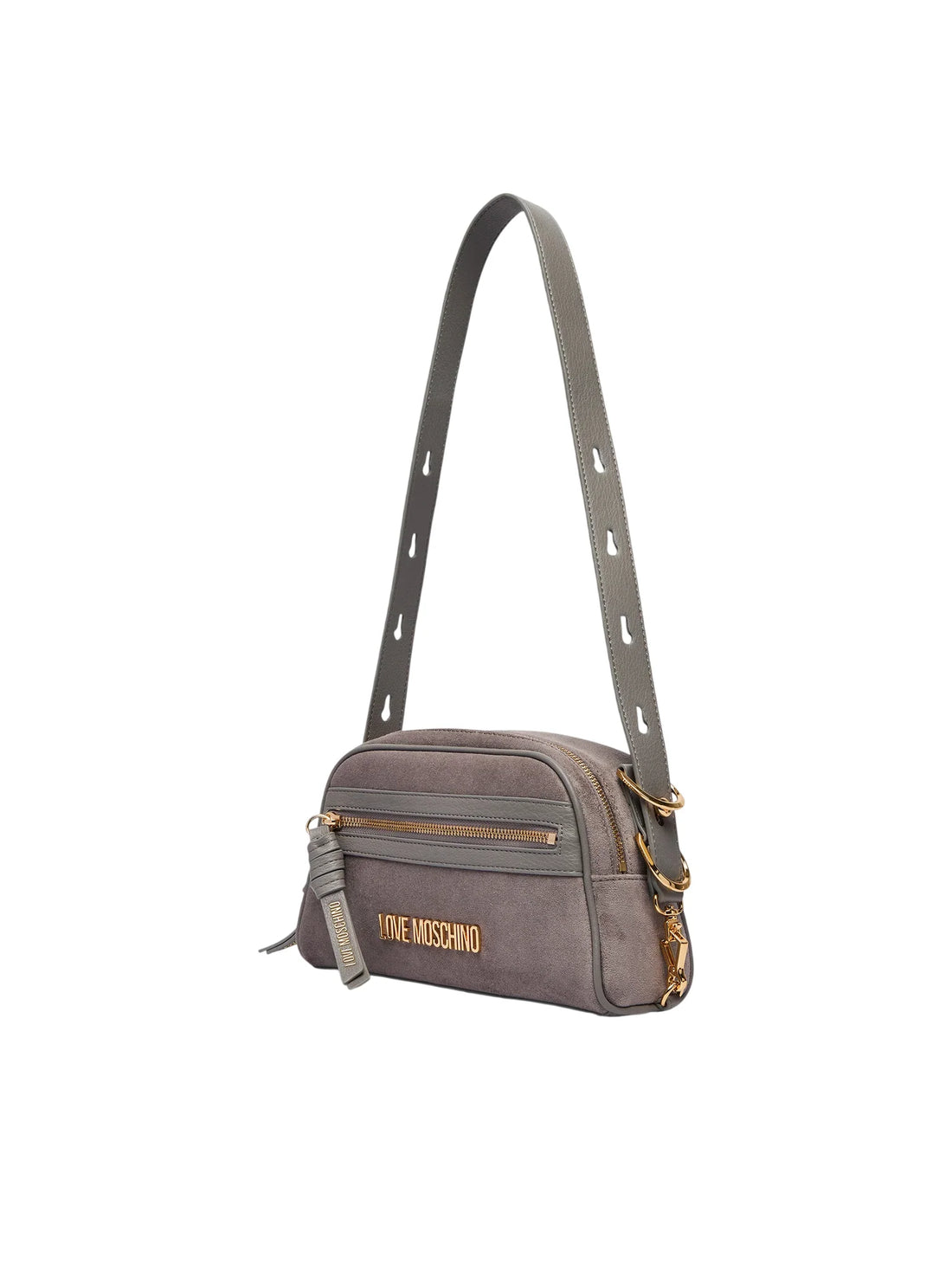 Love Moschino borsa a tracolla donna in velour grigio oro
