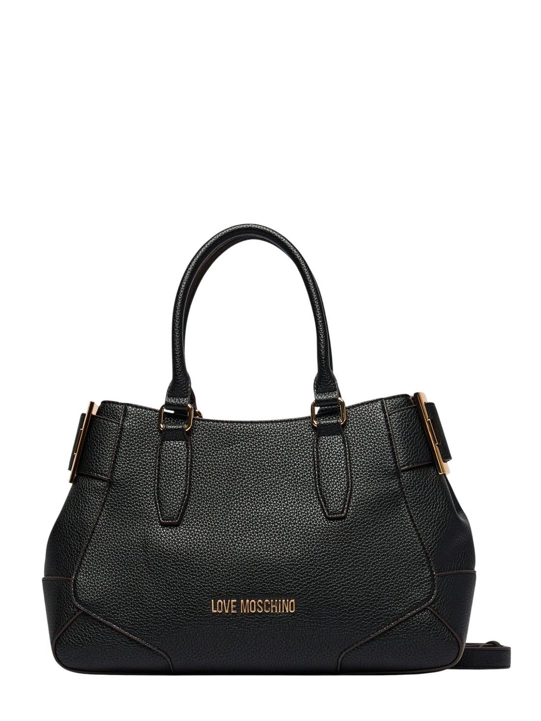 Love Moschino borsa a mano in ecopelle martellata con tracolla nero