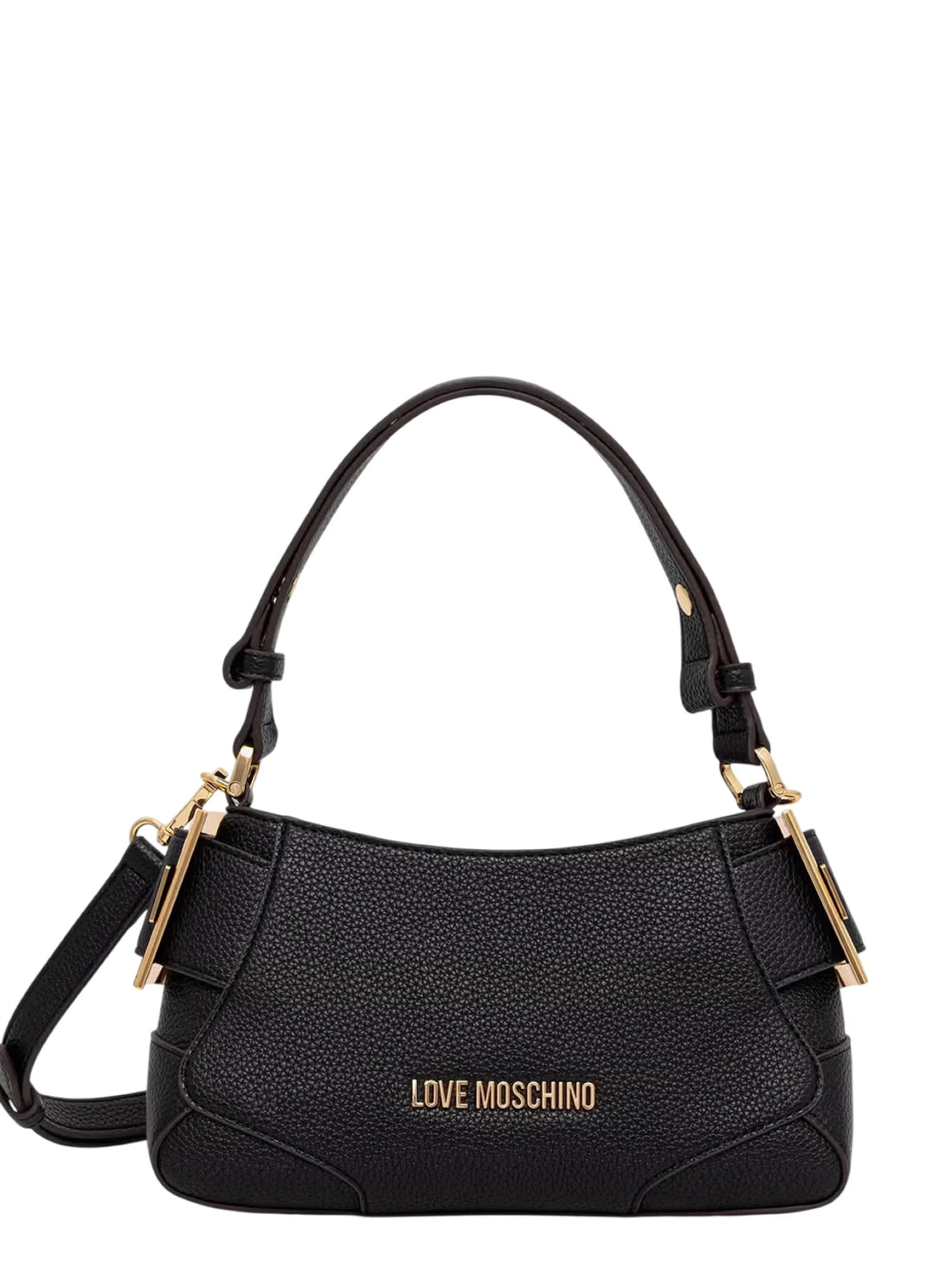 Love Moschino borsa a spalla in ecopelle martellata nero