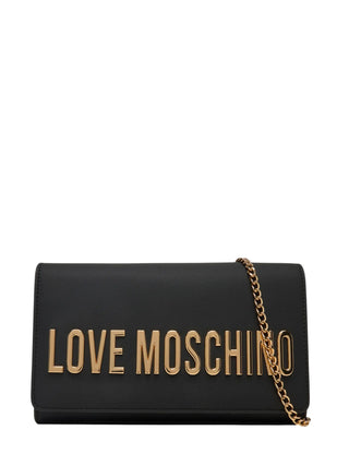 Love Moschino borsa a tracolla in ecopelle con placca logo nero oro JC4103PP1P-KD0 000 MOSCHINO LOVE 