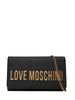 Love Moschino borsa a tracolla in ecopelle con placca logo nero oro