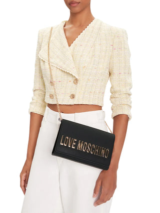 Love Moschino borsa a tracolla in ecopelle con placca logo nero oro JC4103PP1P-KD0 000 MOSCHINO LOVE