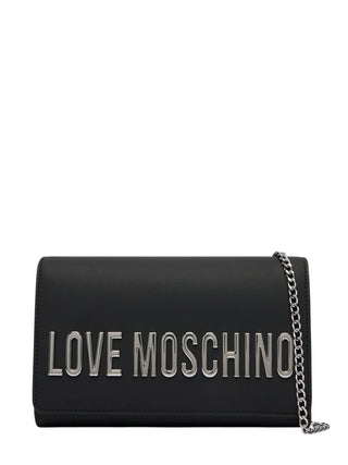 Love Moschino borsa a tracolla in ecopelle con placca logo nero argento JC4103PP1P-KD0 00B MOSCHINO LOVE 