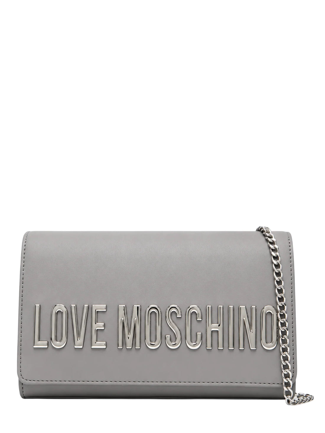 Love Moschino borsa a tracolla in ecopelle con placca logo grigio argento