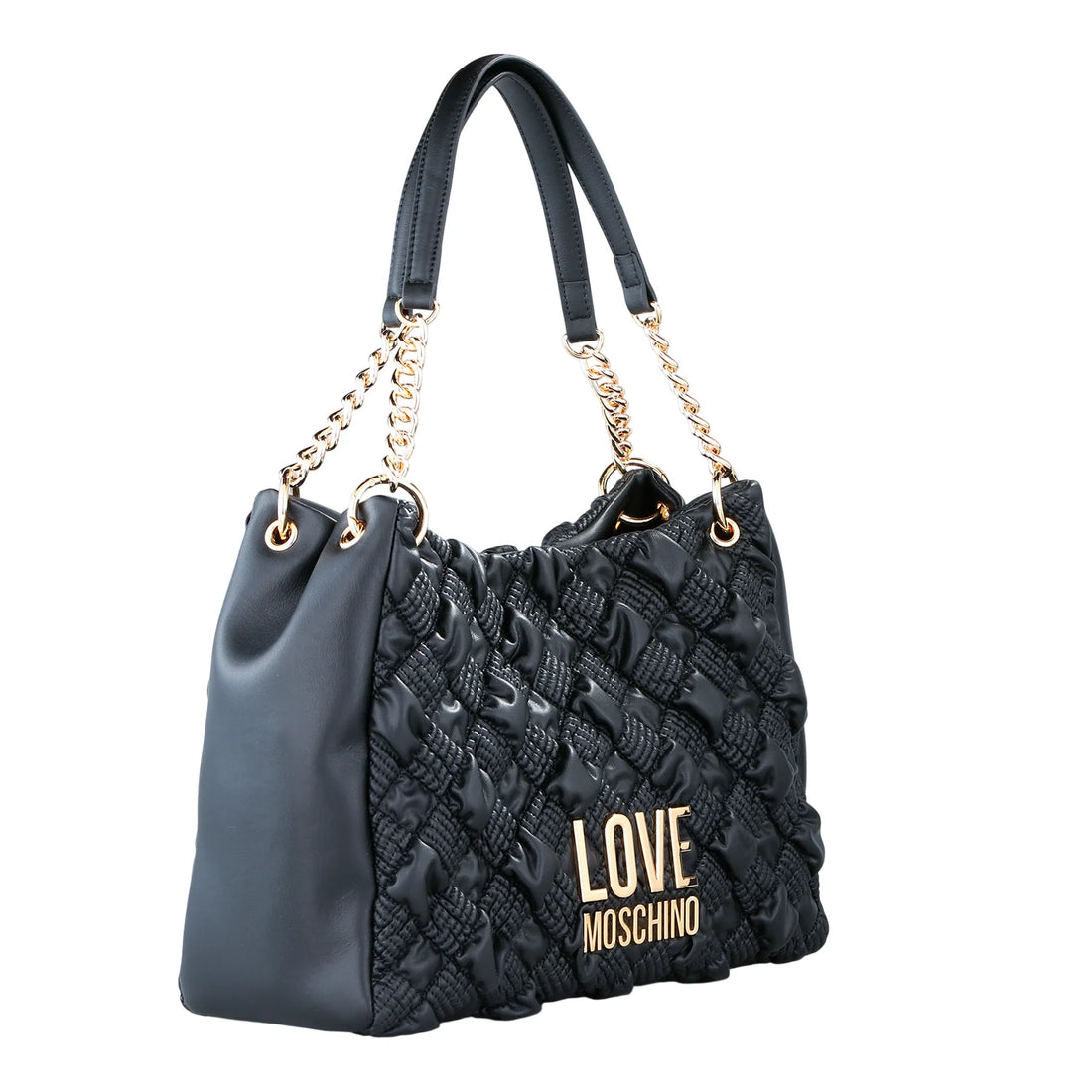 Love Moschino borsa tote a spalla in pelle trapuntata nero oro