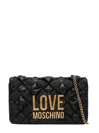 Love Moschino borsa a tracolla donna in pelle con placca logo nero oro JC4131PP1P-L10 00A MOSCHINO LOVE 