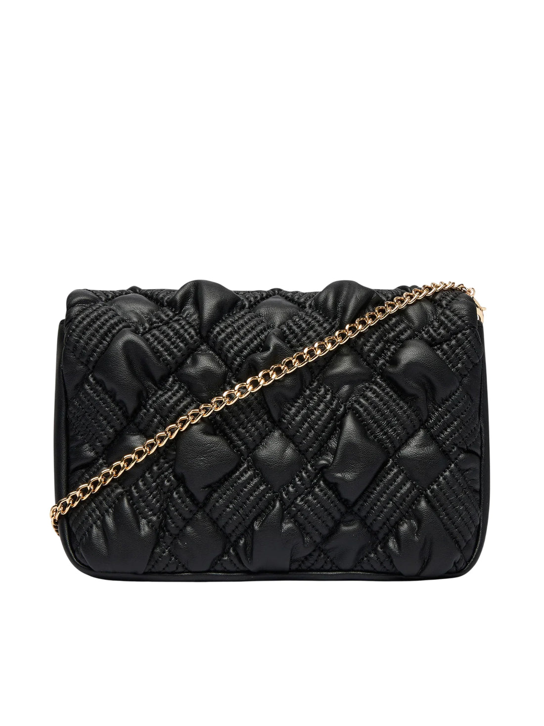 Love Moschino borsa a tracolla donna in pelle con placca logo nero oro