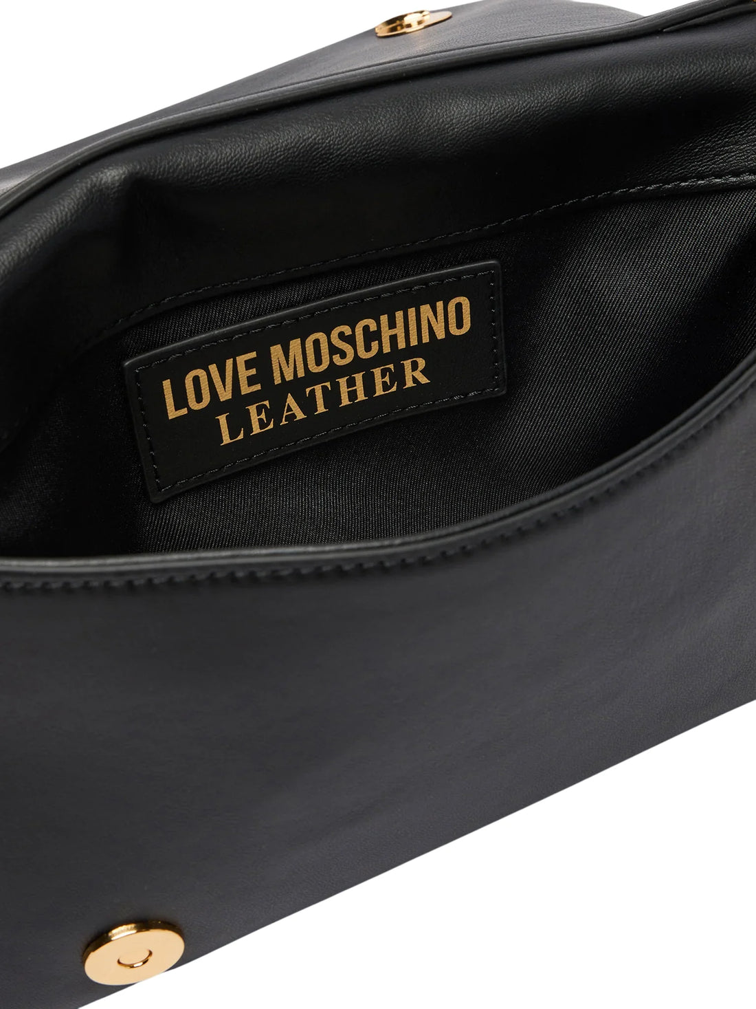 Love Moschino borsa a tracolla donna in pelle con placca logo nero oro