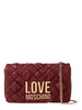 Love Moschino borsa a tracolla donna in pelle con placca logo bordeaux oro