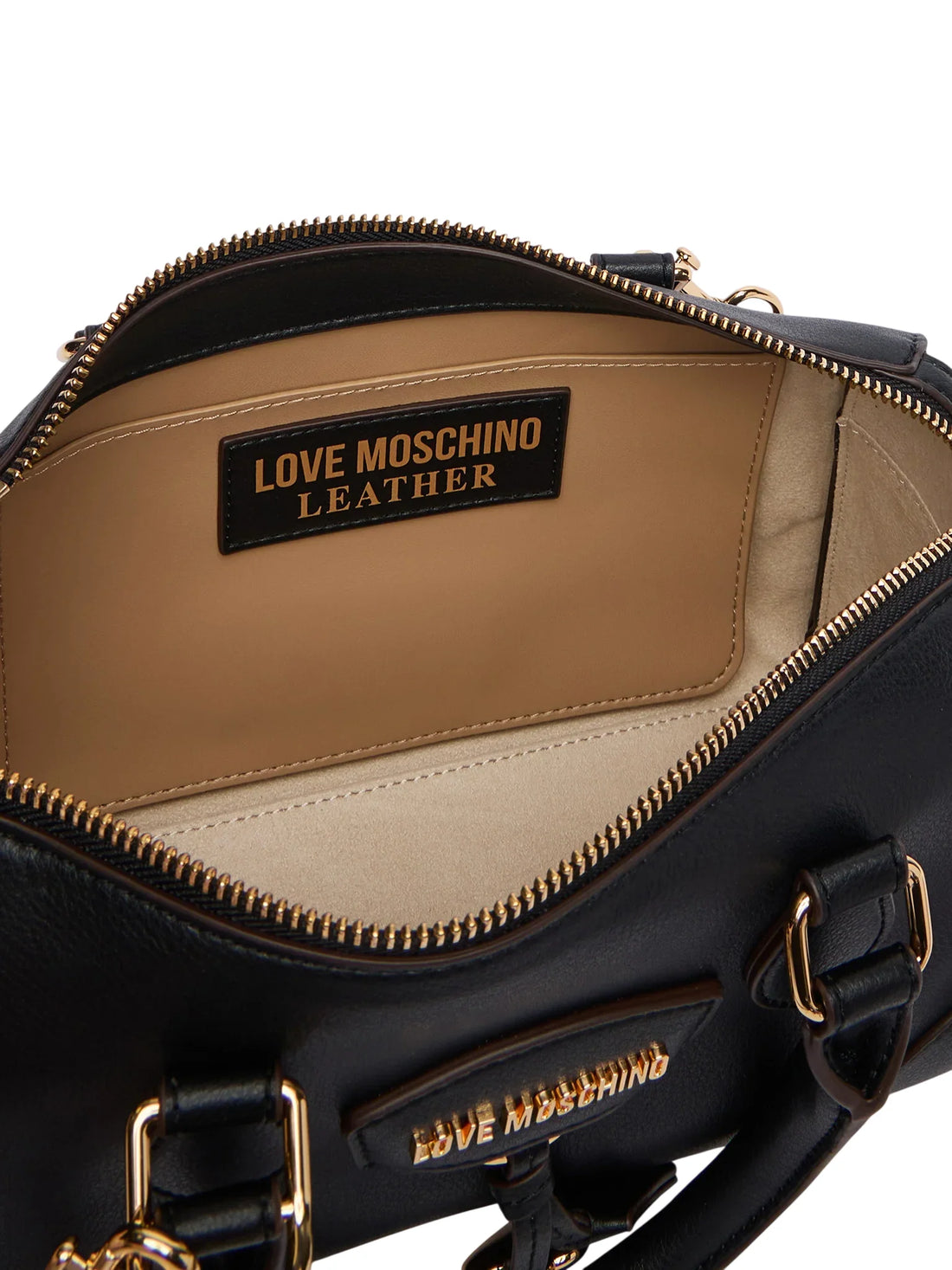Love Moschino borsa a mano in pelle con charm nero