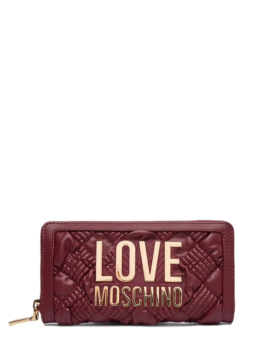 Love Moschino portafogli in ecopelle con placca logo bordeaux oro