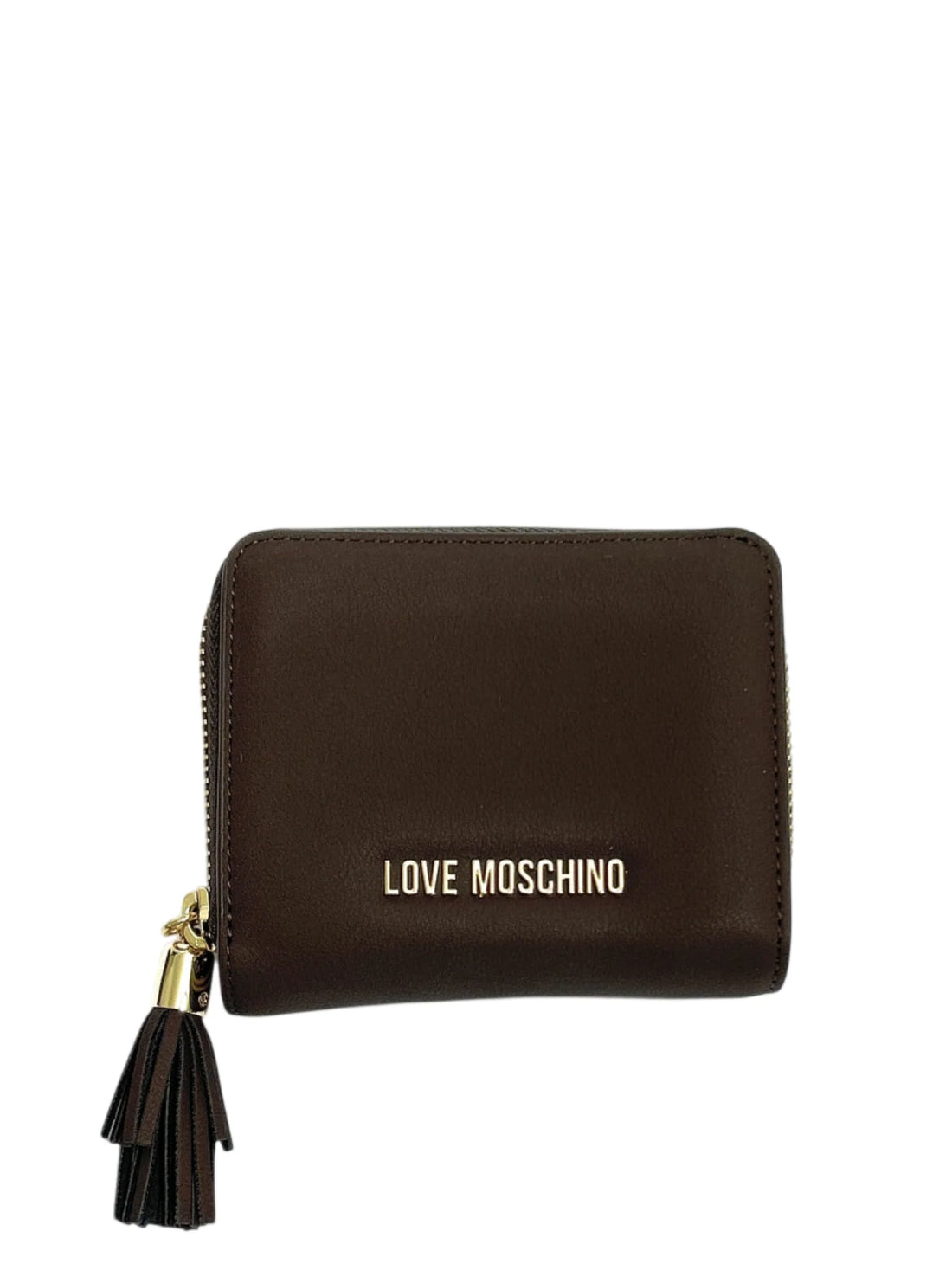 Love Moschino portafogli donna in ecopelle con zip marrone