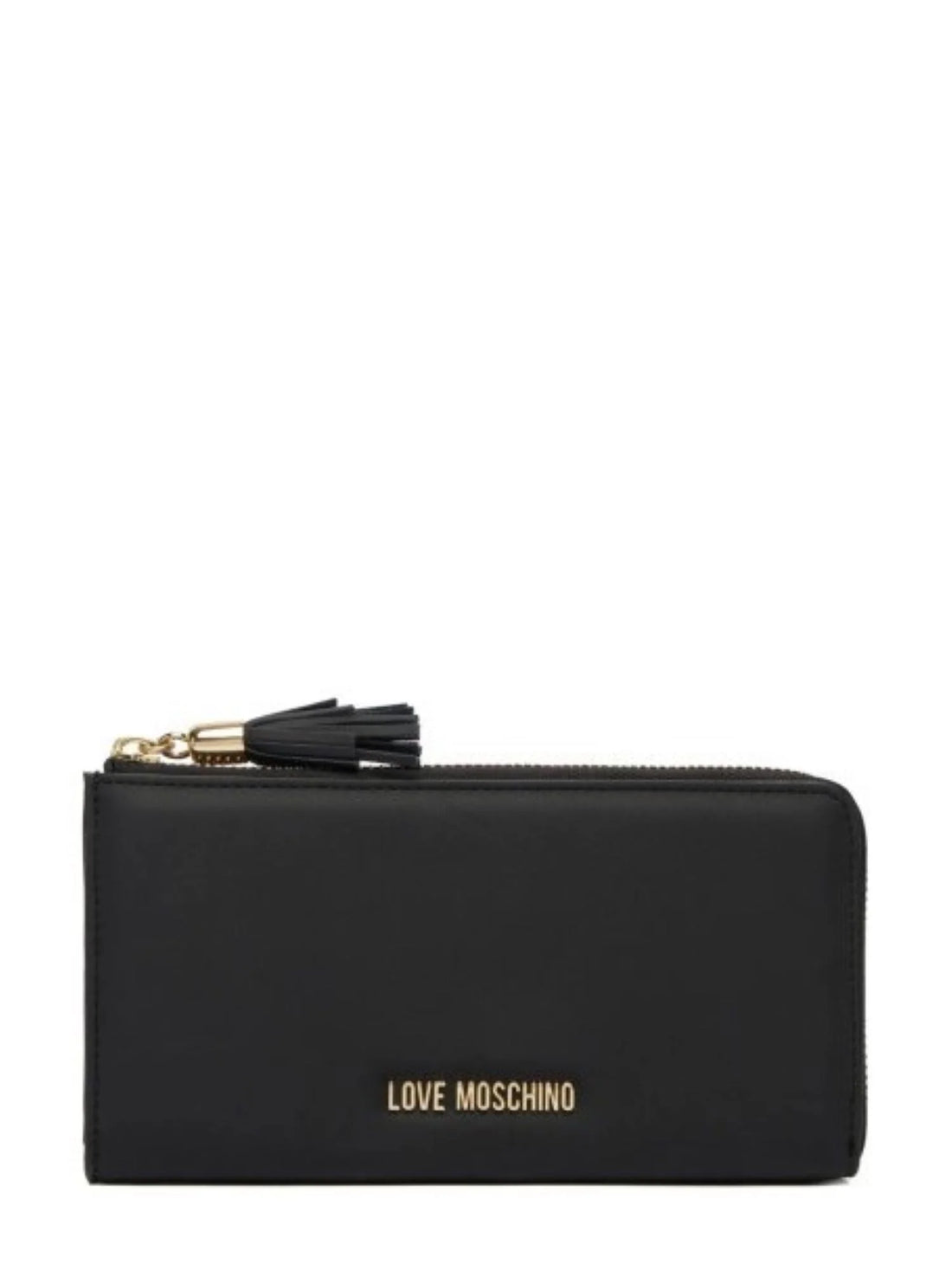 Love Moschino portafogli donna in ecopelle con zip nero oro