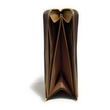 Love Moschino portafogli donna in ecopelle con zip marrone oro