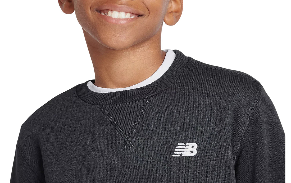New Balance felpa unisex bambino misto cotone felpato nero