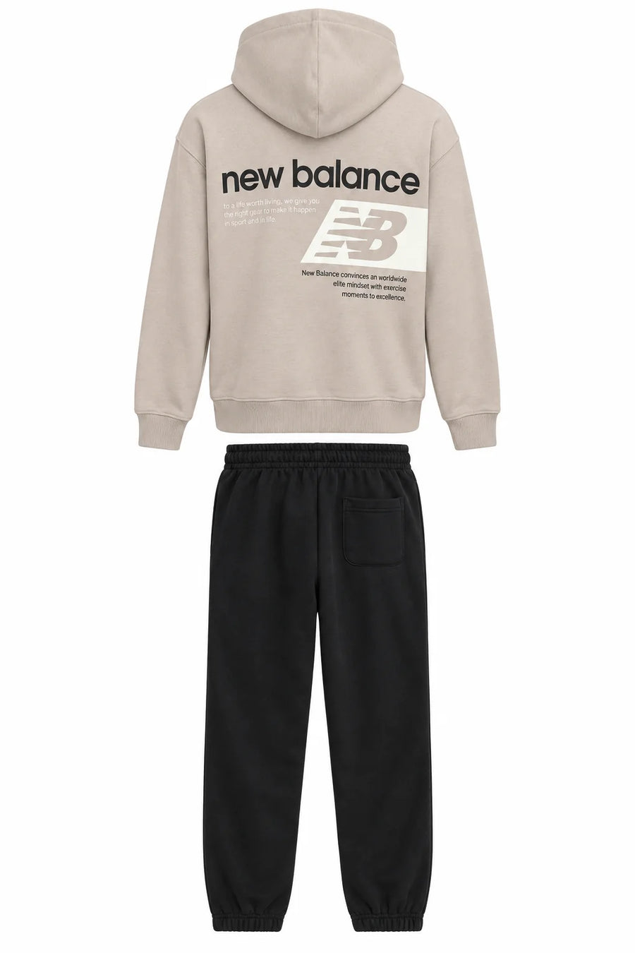 New Balance tuta sportiva bambino felpa e pantaloni beige nero LAKB0656 TWF NEW BALANCE