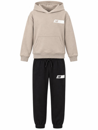 New Balance tuta sportiva bambino felpa e pantaloni beige nero LAKB0657 TWF NEW BALANCE 