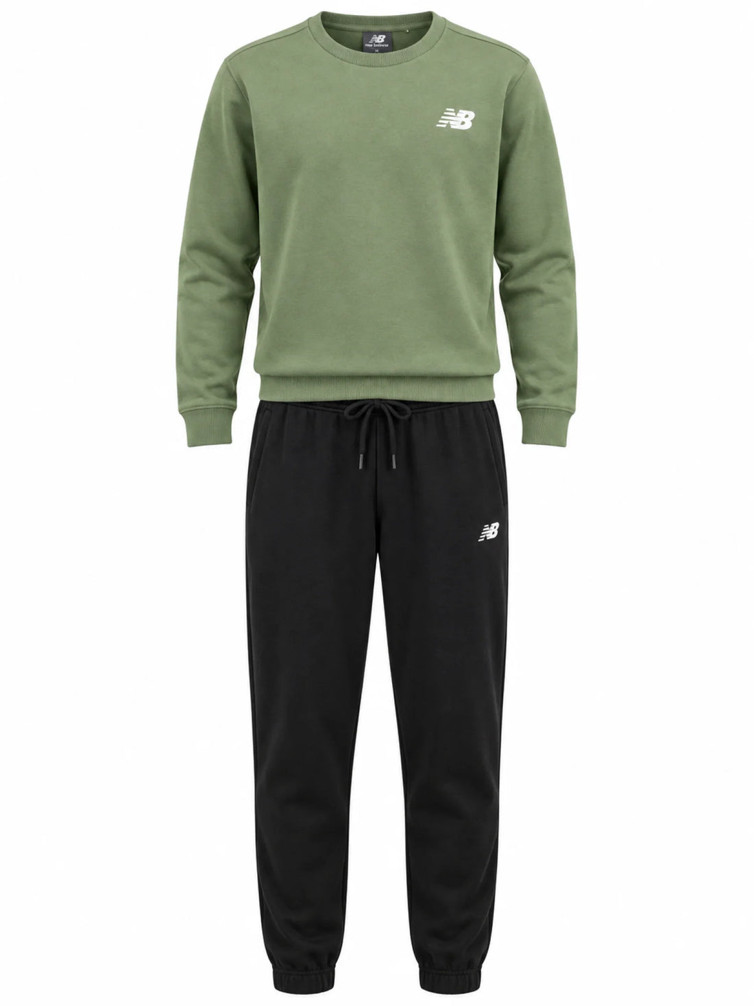 New Balance tuta sportiva bambino felpa e pantaloni verde nero