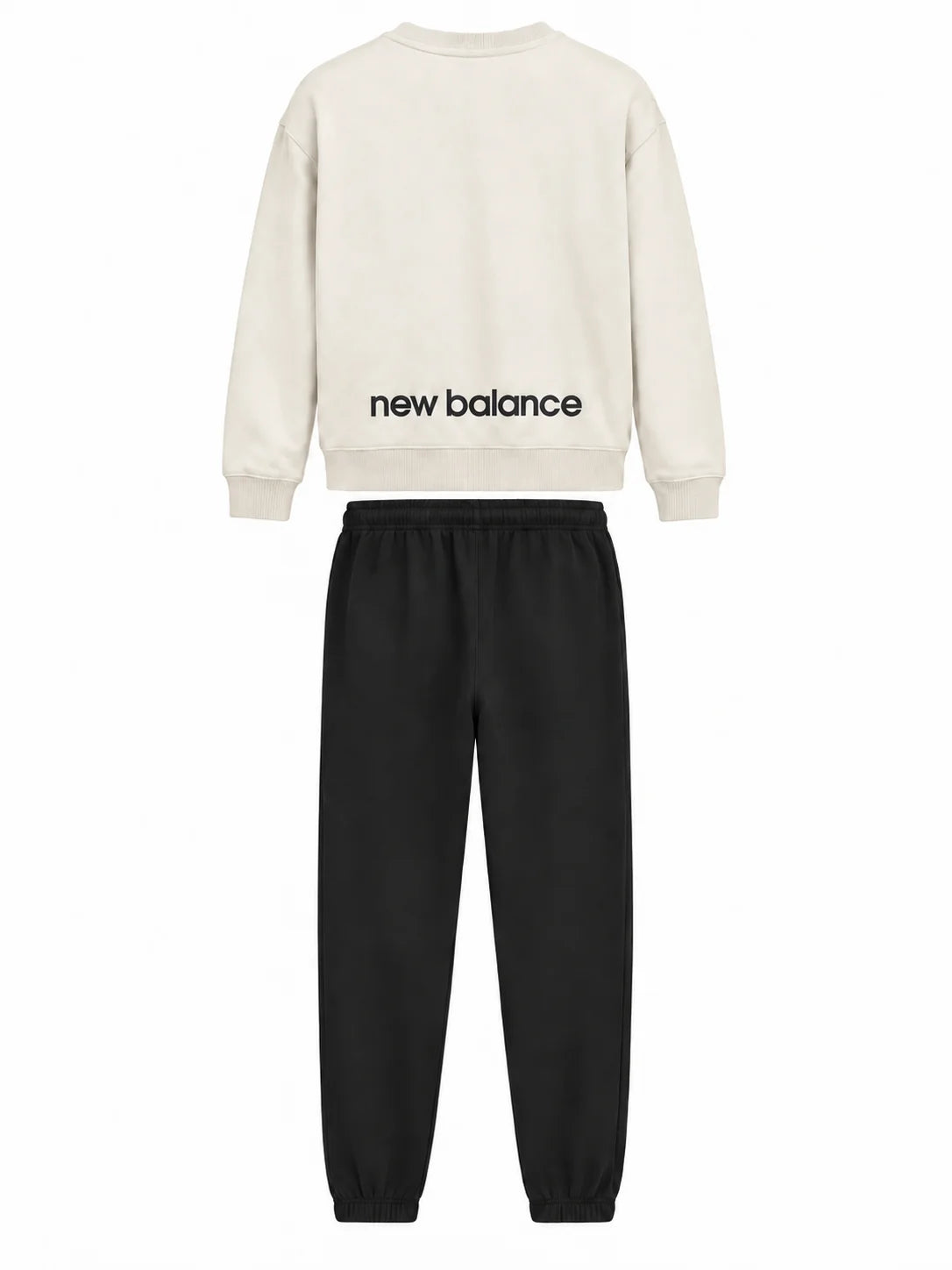 New Balance tuta sportiva bambino felpa e pantalone beige nero
