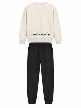 New Balance tuta sportiva bambino felpa e pantalone beige nero LAKG0495 LIN NEW BALANCE