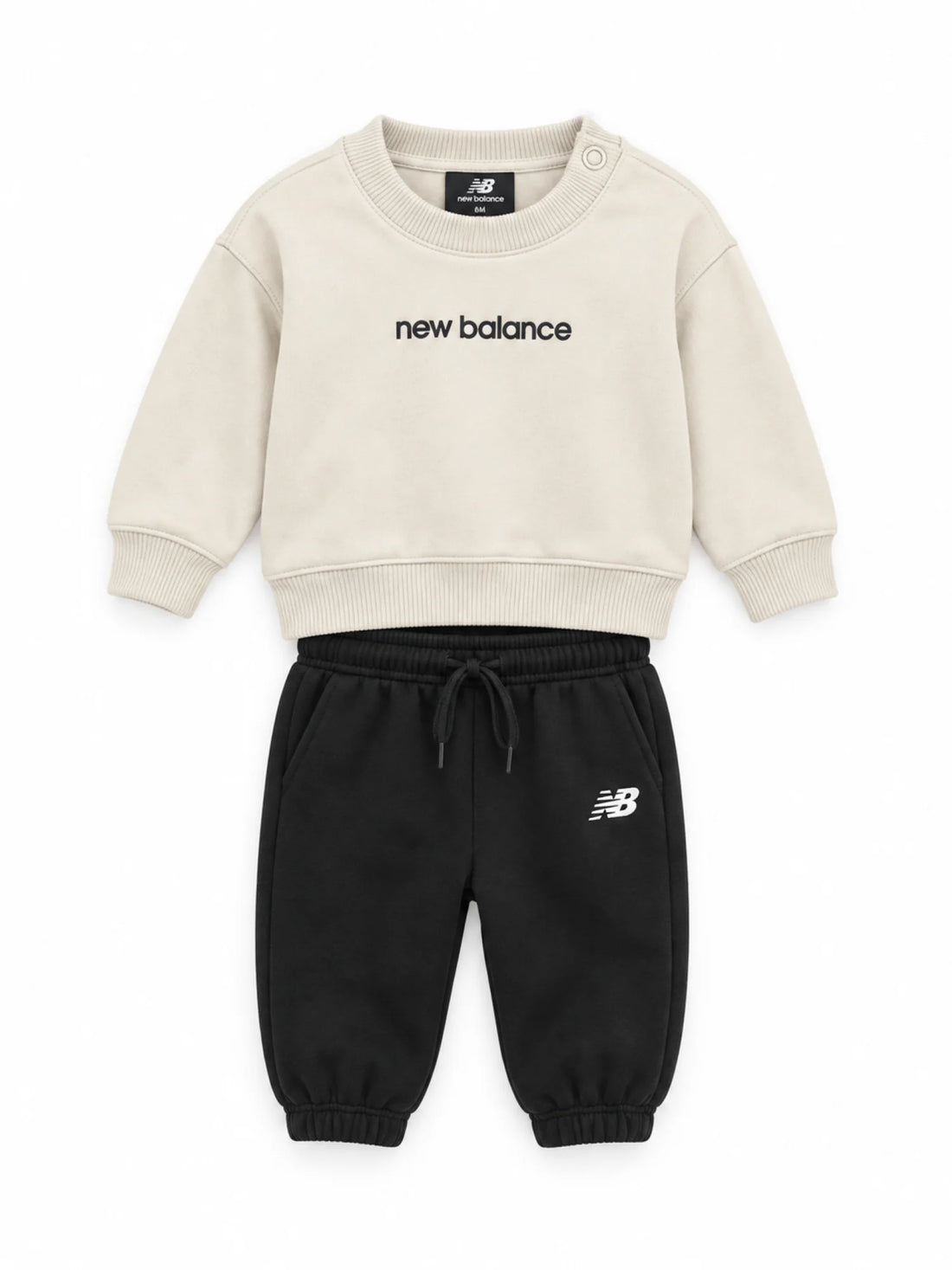 New Balance tuta sportiva neonato felpa e pantaloni beige nero