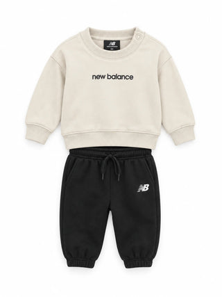 New Balance tuta sportiva neonato felpa e pantaloni beige nero LAKG0497L LIN NEW BALANCE 