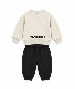 New Balance tuta sportiva neonato felpa e pantaloni beige nero LAKG0497L LIN NEW BALANCE