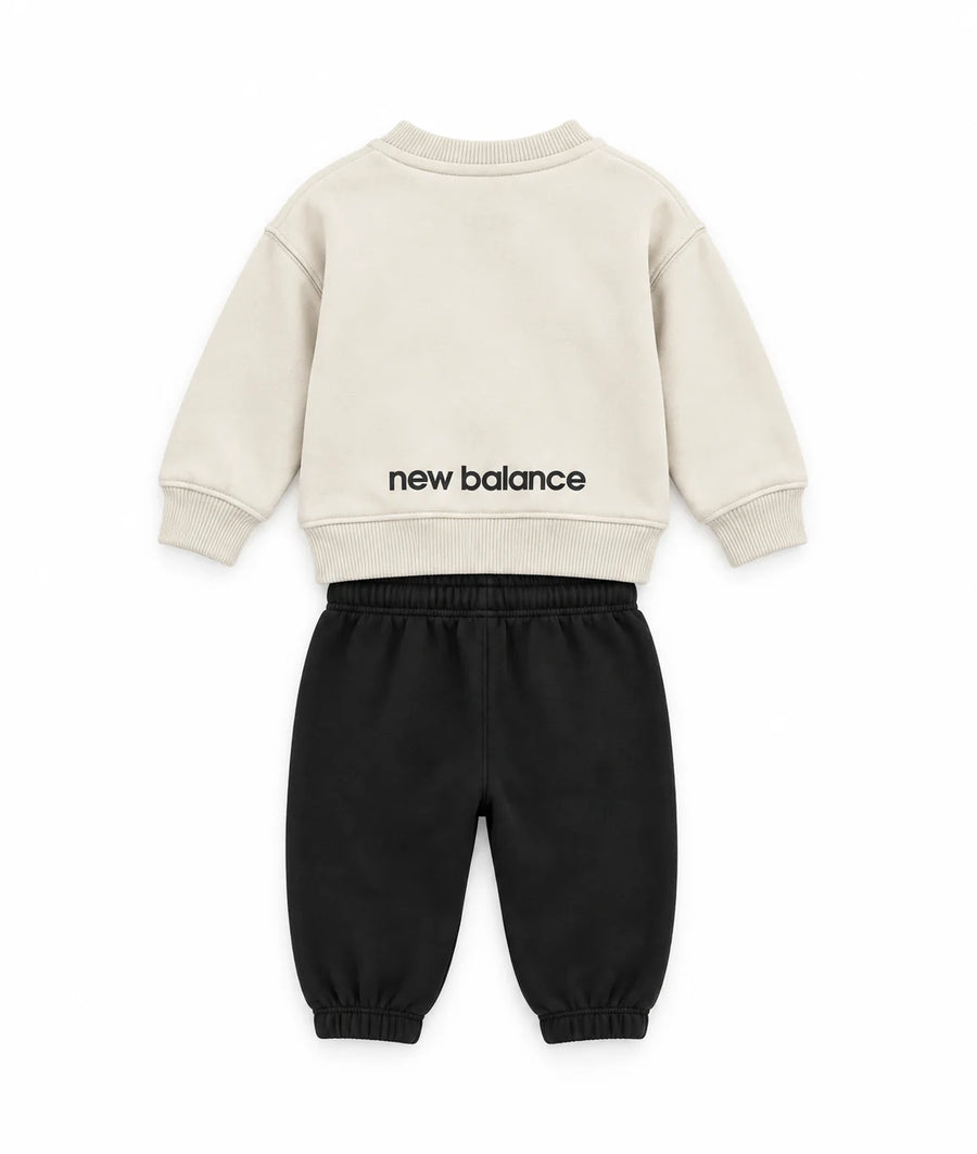 New Balance tuta sportiva neonato felpa e pantaloni beige nero LAKG0497L LIN NEW BALANCE