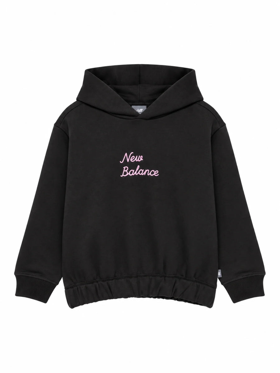 New Balance felpa bambina con cappuccio cotone felpato nero LAKG0498 BK NEW BALANCE 