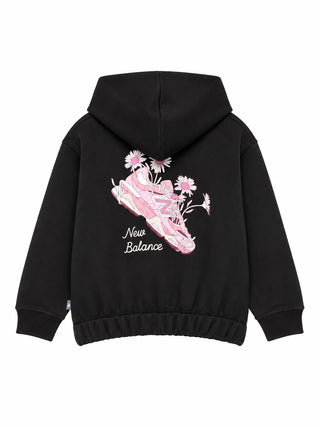 New Balance felpa bambina con cappuccio cotone felpato nero LAKG0498 BK NEW BALANCE