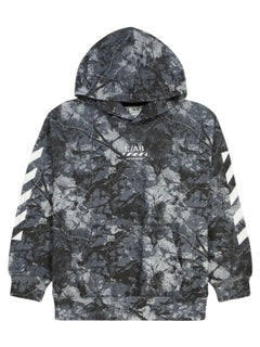 Off White felpa bambino con cappuccio in fantasia nero grigio