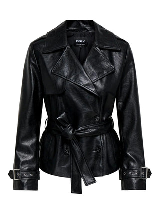 onljulia faux leather belted jacket 15373286 BLACK ONLY 
