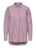 Only camicia donna manica lunga in cotone a righe borgogna bianco