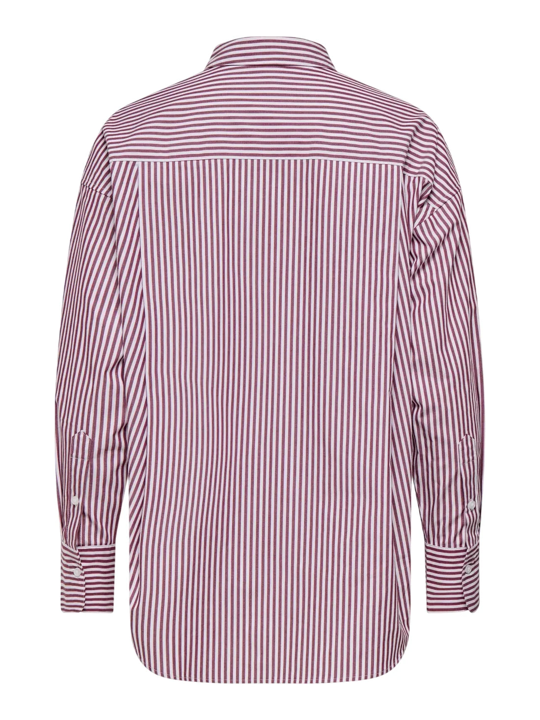 Only camicia donna manica lunga in cotone a righe borgogna bianco