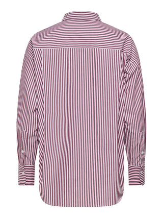Only camicia donna manica lunga in cotone a righe borgogna bianco 15381158 FIG-CLOUD DANCER ONLY