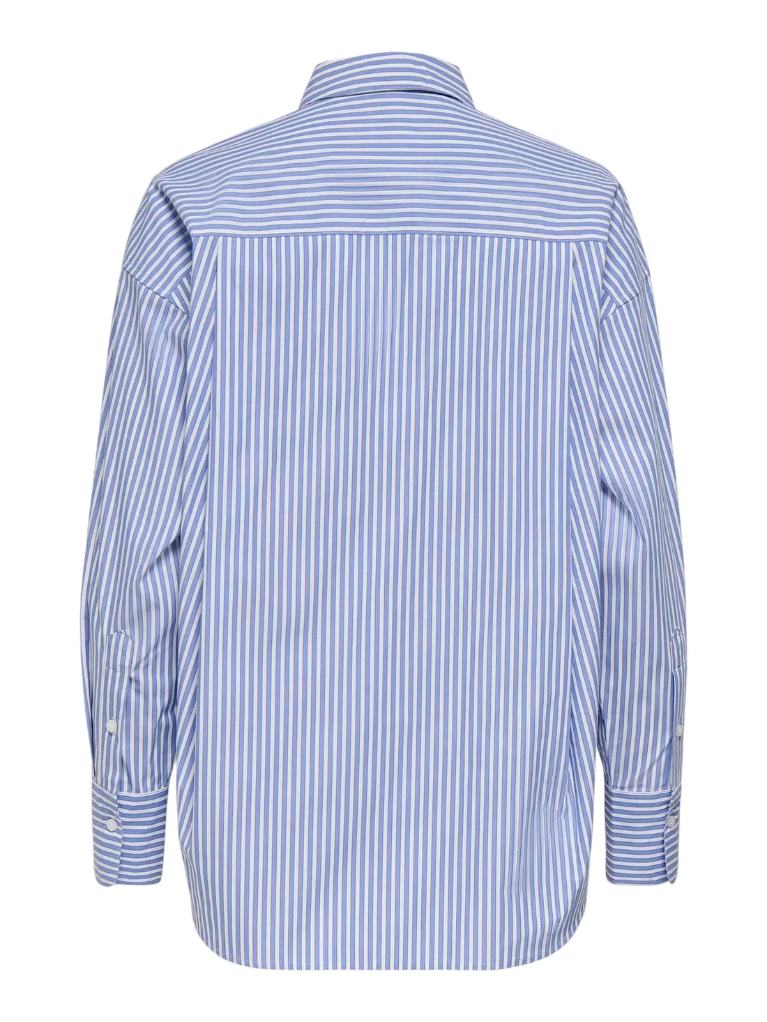 Only camicia donna manica lunga in cotone a righe celeste bianco