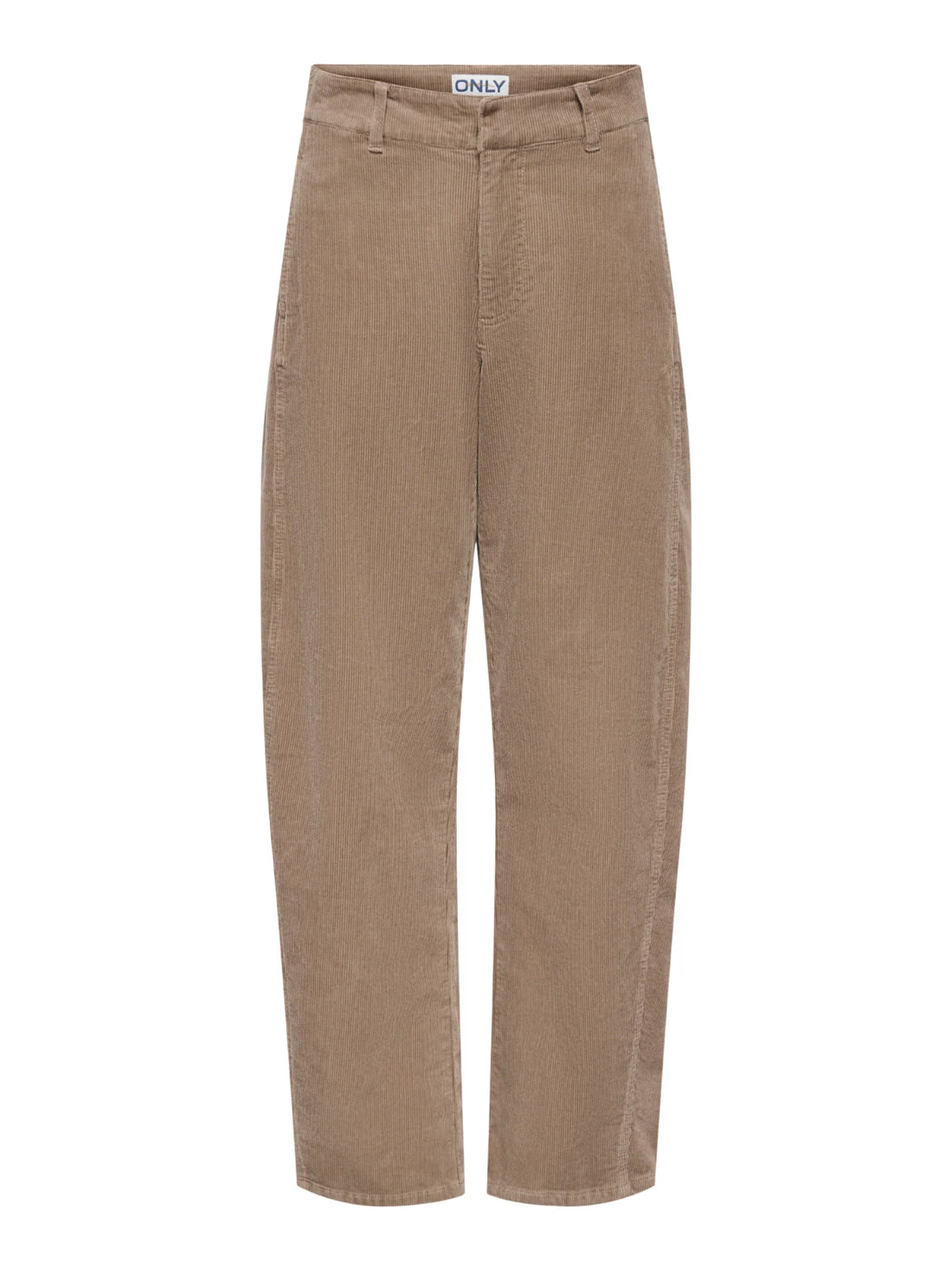 Only pantaloni donna barrel in velluto millerighe tortora