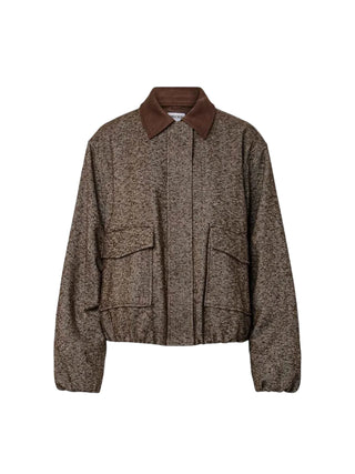 pcalberte herringbone bomber jacket 17166068 CHICORY COFFEE PIECES 