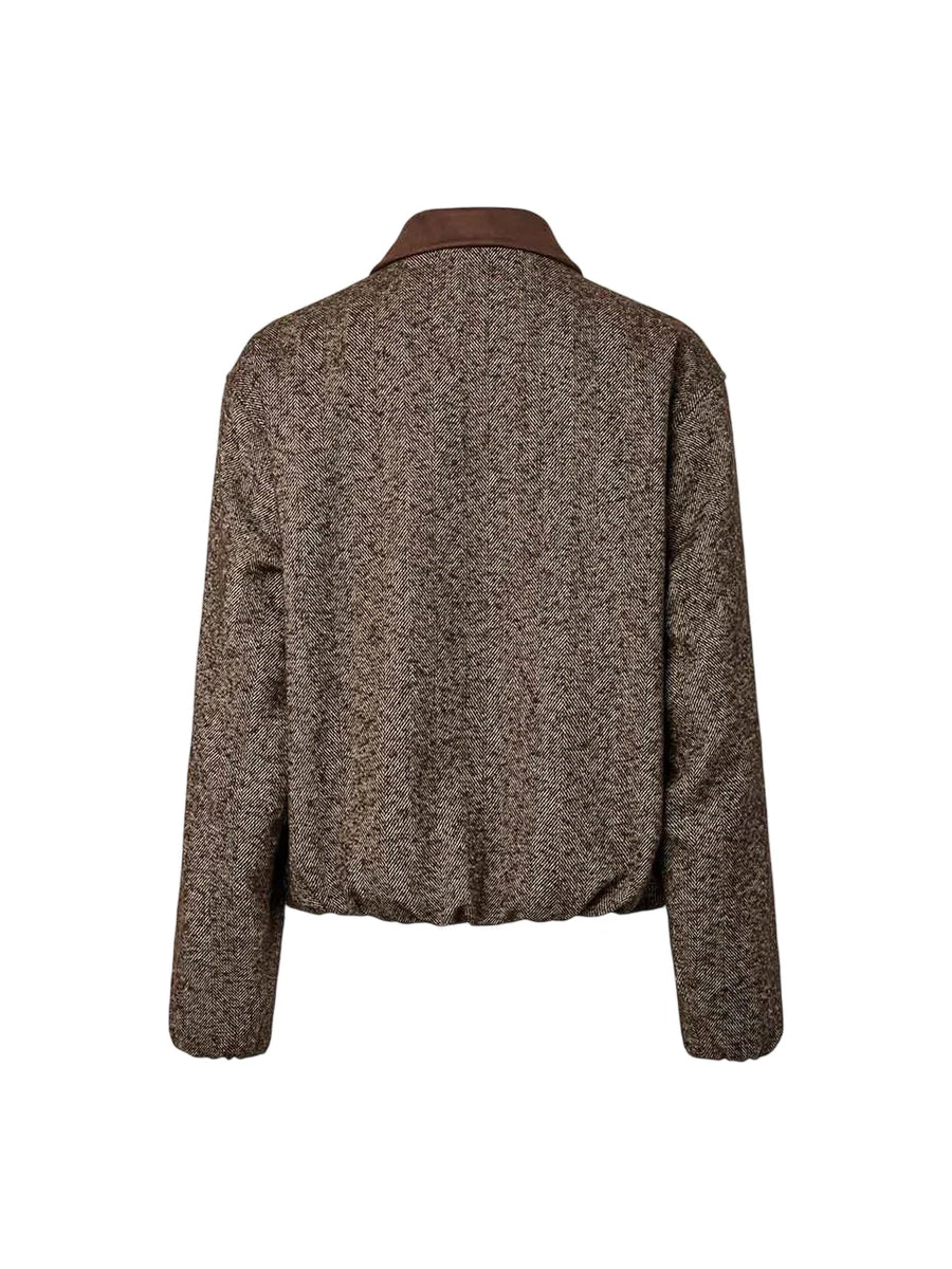 pcalberte herringbone bomber jacket 17166068 CHICORY COFFEE PIECES