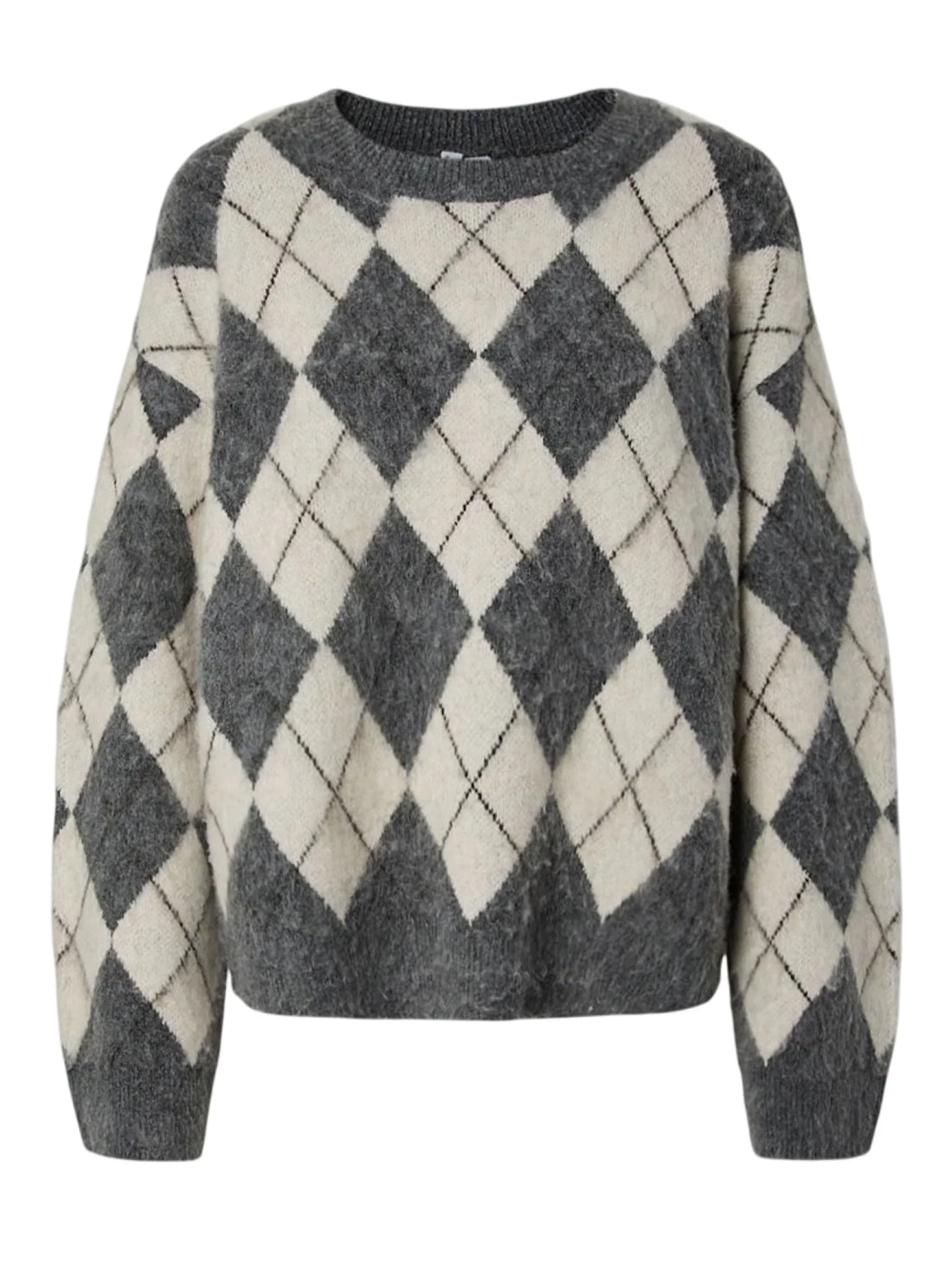 pcalva loose oneck check knit