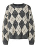 pcalva loose oneck check knit