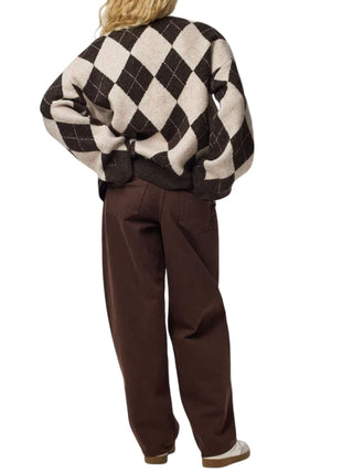 pcalva loose oneck check knit 17169184 HOT FUDGE CHECKS PIECES