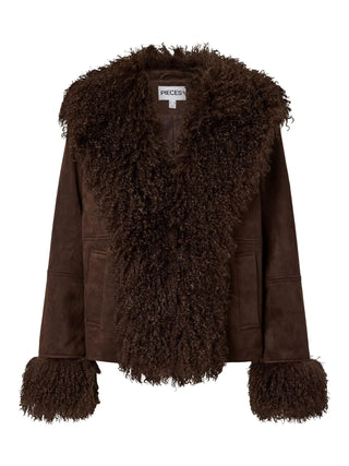 pcnanna brushed short jacket 17169429 HOT FUDGE PIECES 