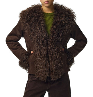 pcnanna brushed short jacket 17169429 HOT FUDGE PIECES 
