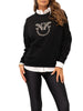 Pinko felpa Nelly con logo Love Birds gioiello nero